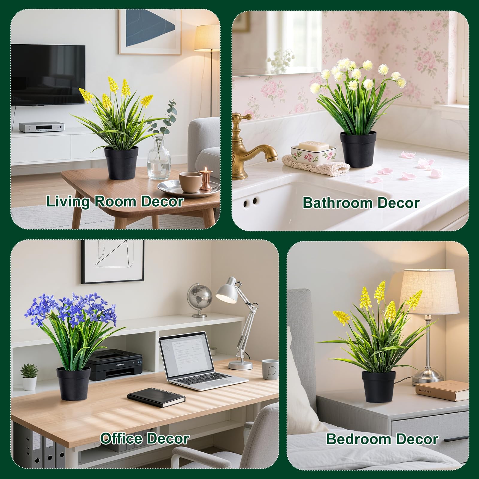 Yarmare 3 Pack Fake Small Plant Artificial Potted Flowers for Home Decor Fake…