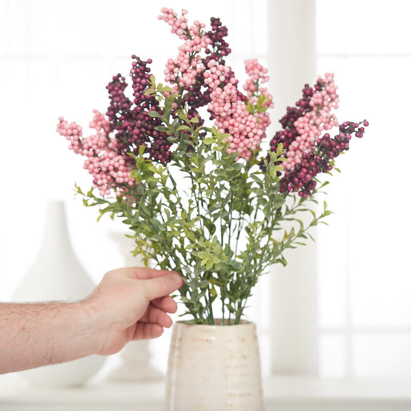 24″ Pink and Purple Berry Artificial Tea Leaf Bush
