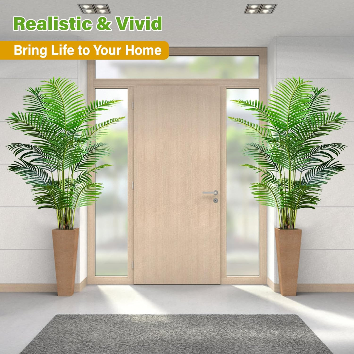 6Ft Areca Palm Plant 2-Pack – Lifelike Faux Silk Indoor/Outdoor Decor
