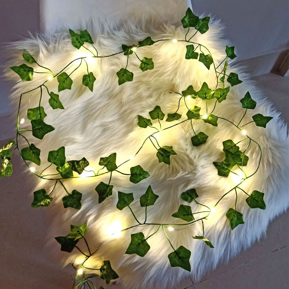 2M 20 LED Ivy Leaf String Lights Vine Garland Wreath Hanging Fairy Night Lamp