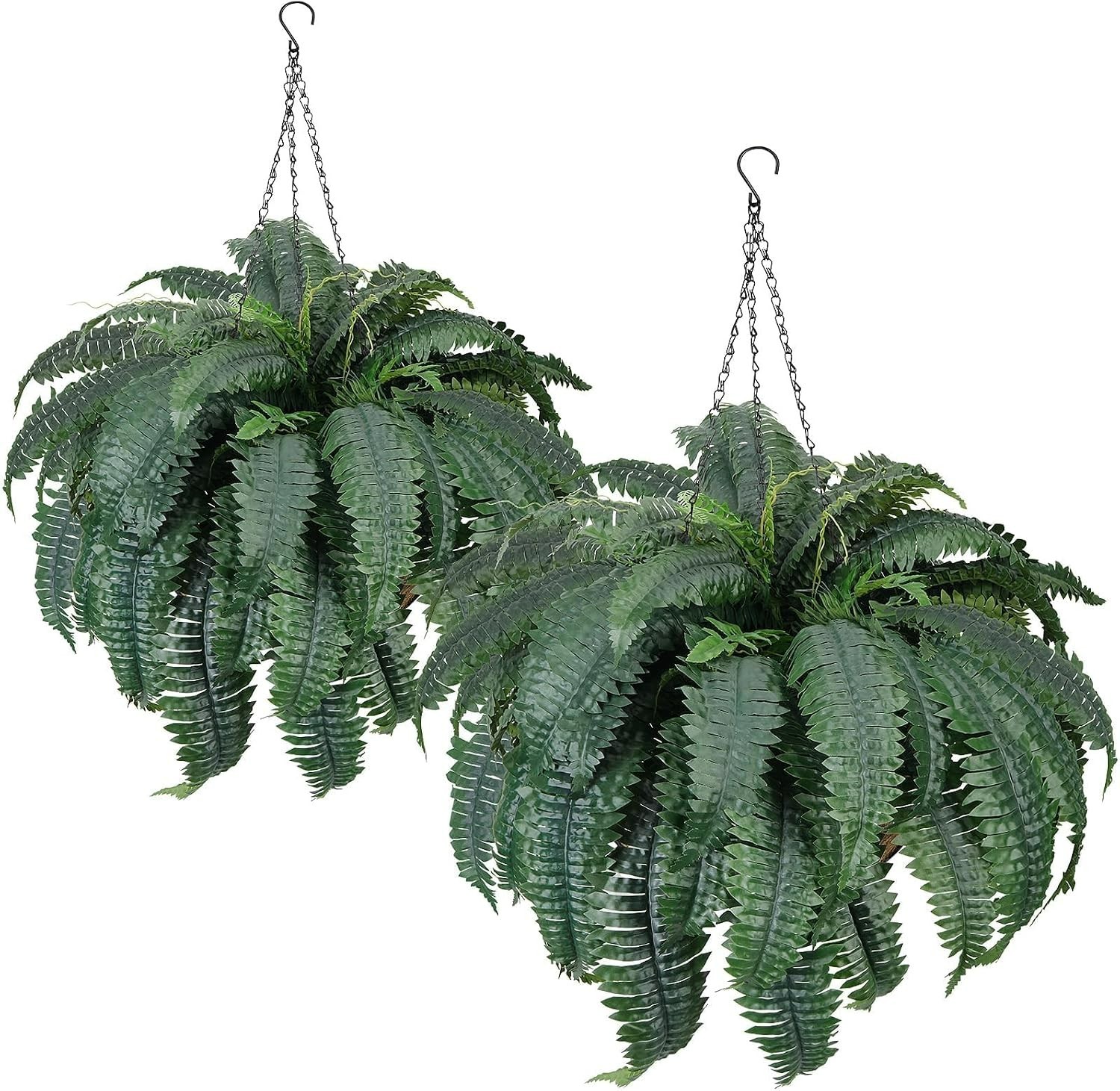72 Frond Faux Ferns 48in in Waterproof Hanging Baskets – 2 Pack for All Seasons