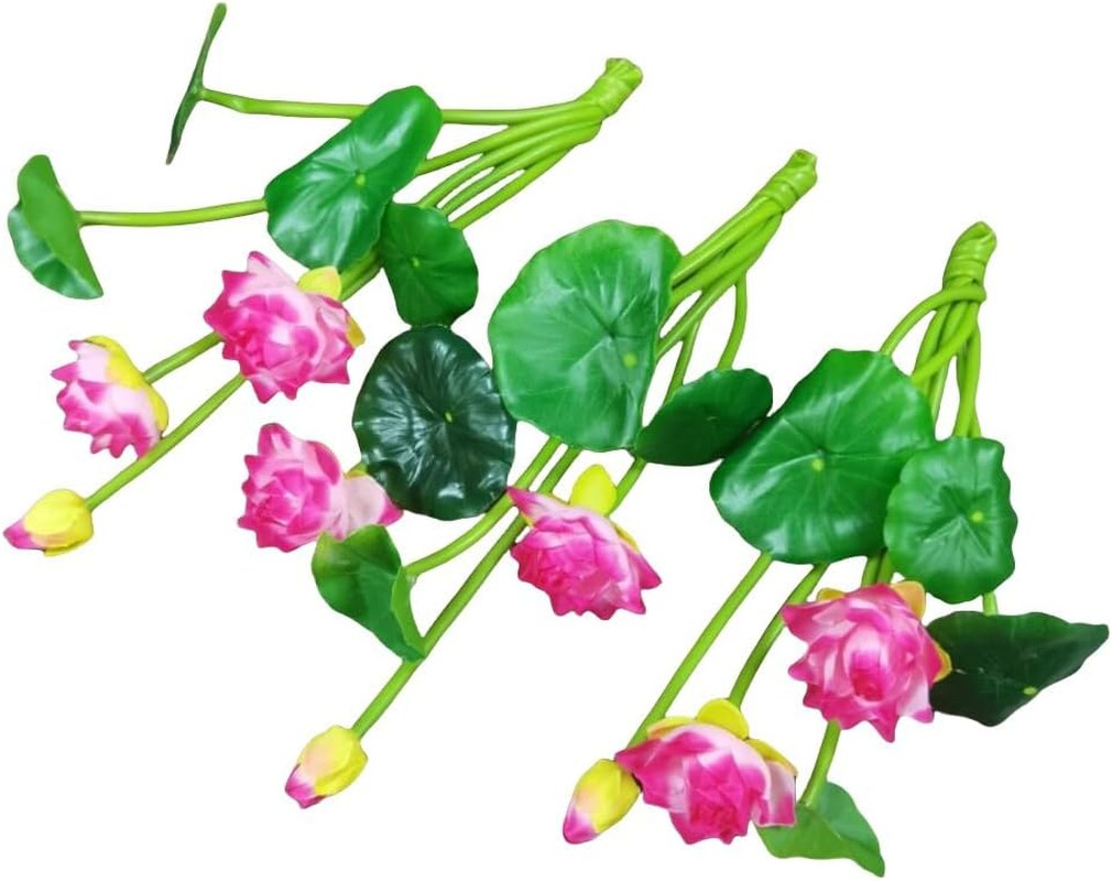 3 Pcs Red Artificial Silk Flower Water Lily, 10″ Floating Lotus, Realistic Decor