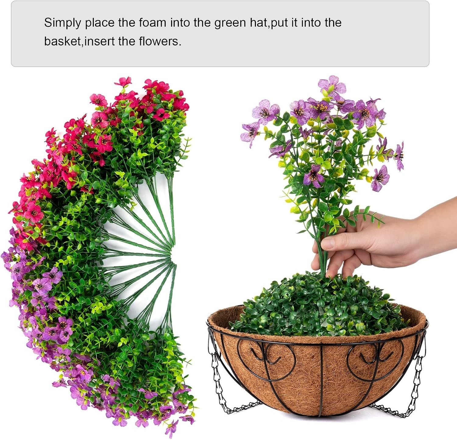 Elegant Silk Daisy Eucalyptus Hanging Basket – Perfect for Porches & Patios