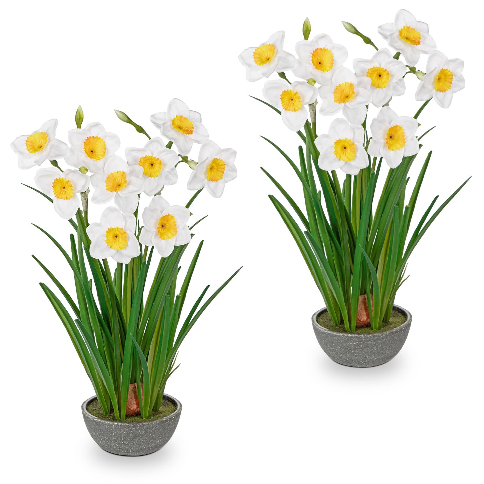 Small Artificial Flowers in Pot 14″ Fuax Daffodil Potted Flowers Plant Decor …