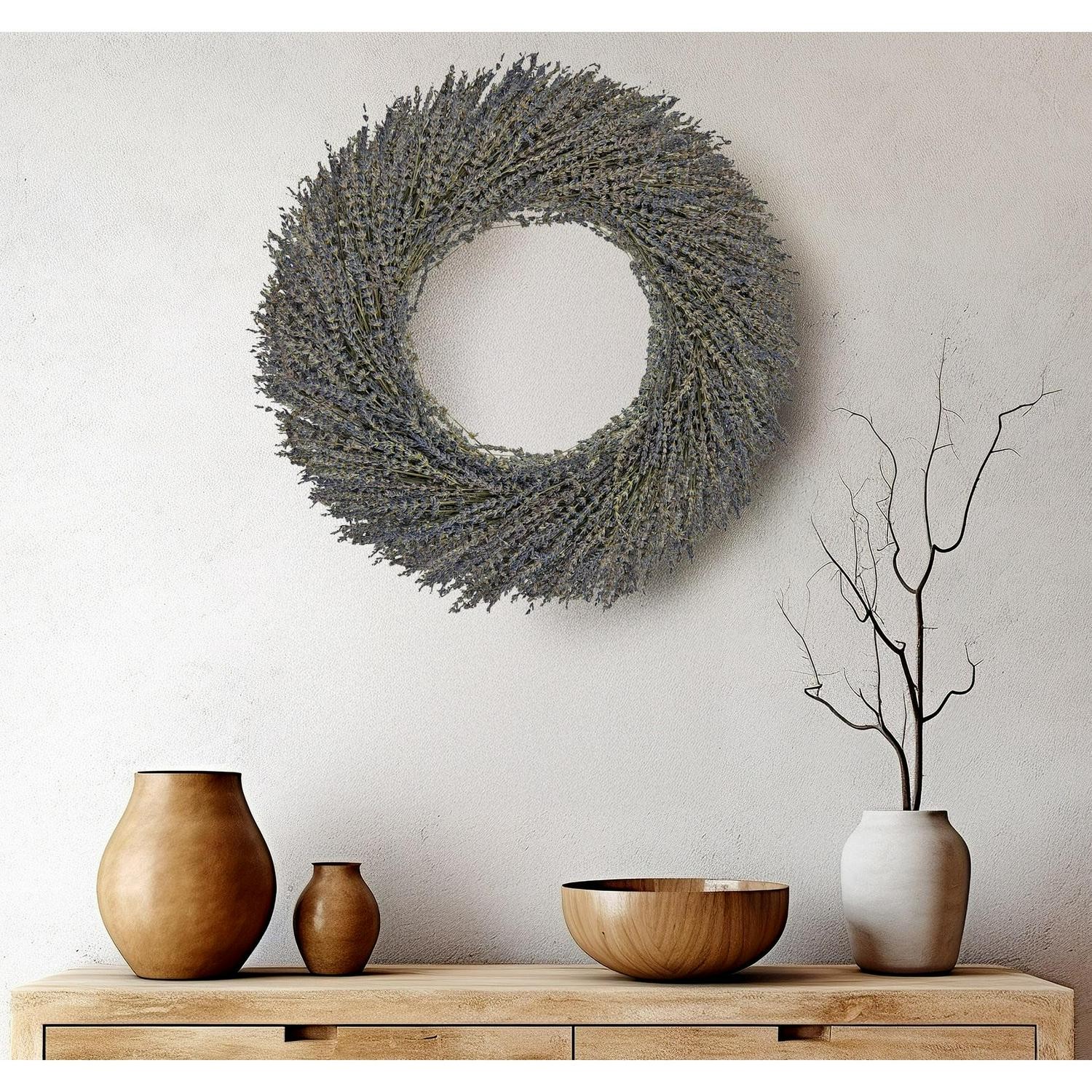 Preserved Decorative Real Dried Lavender Wreath – Purple