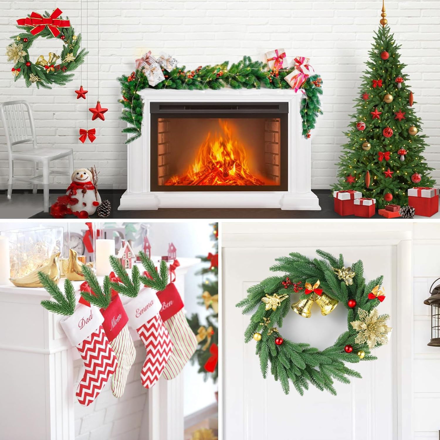 50 Pcs Artificial Pine Branches Christmas Greenery Plants Pine Needles DIY Cedar