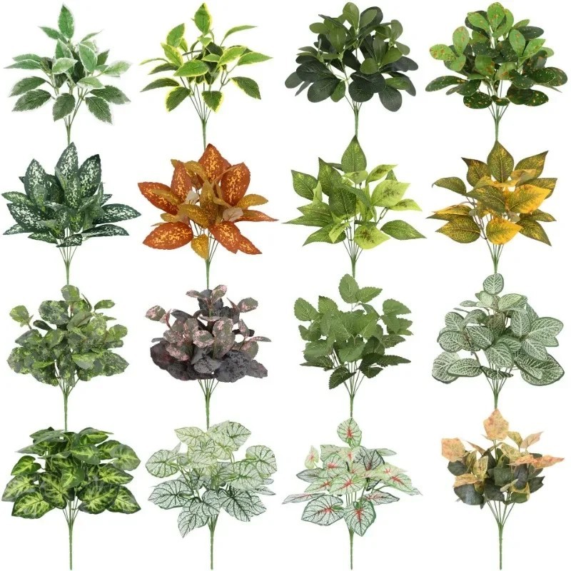 Artificial Green Plant Leaves Fake Foliage Bush Indoor Home Office Garden Decora