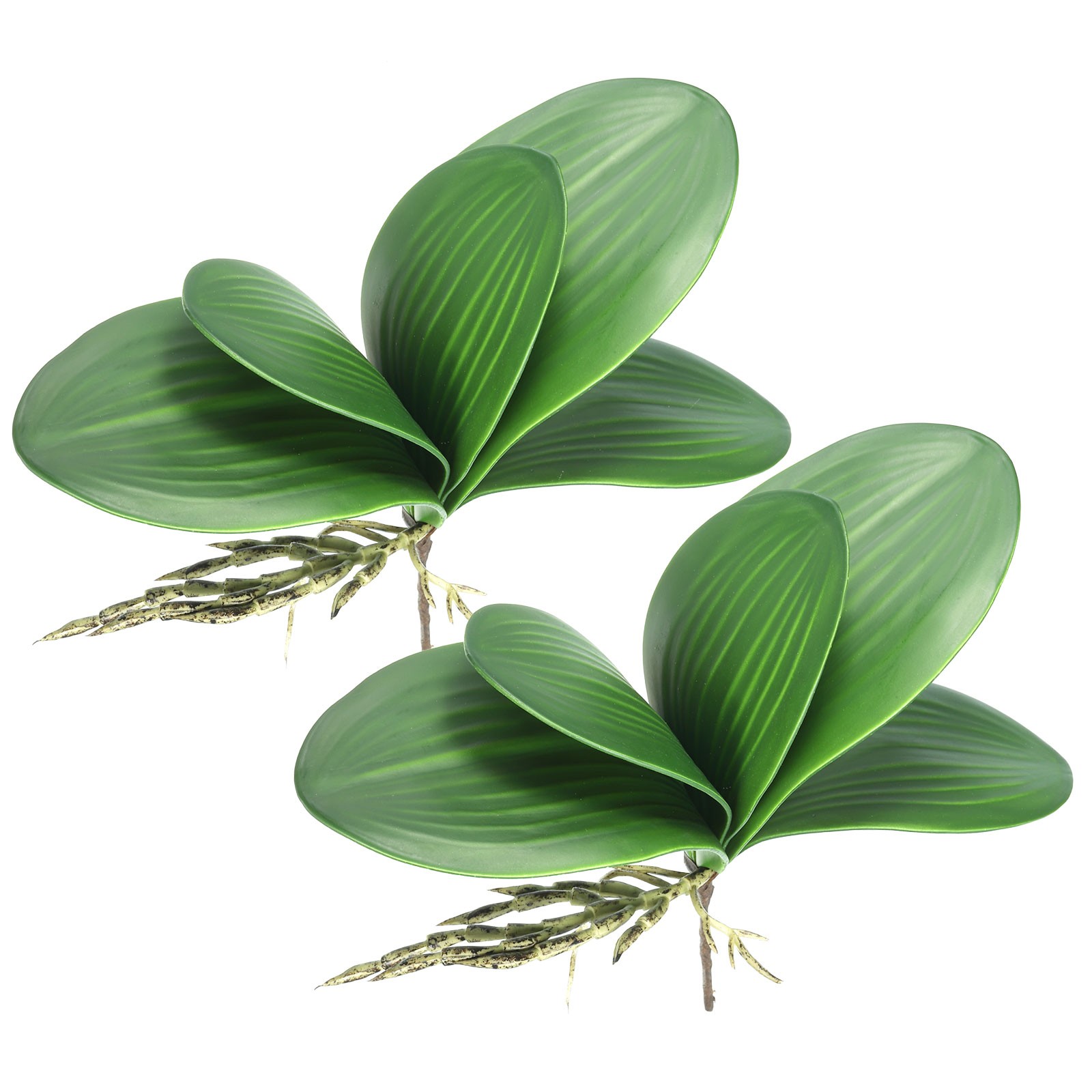 2 Pcs 5.5 Inch Faux Orchid Leaves 5 Petals Artificial Leaf with Stems