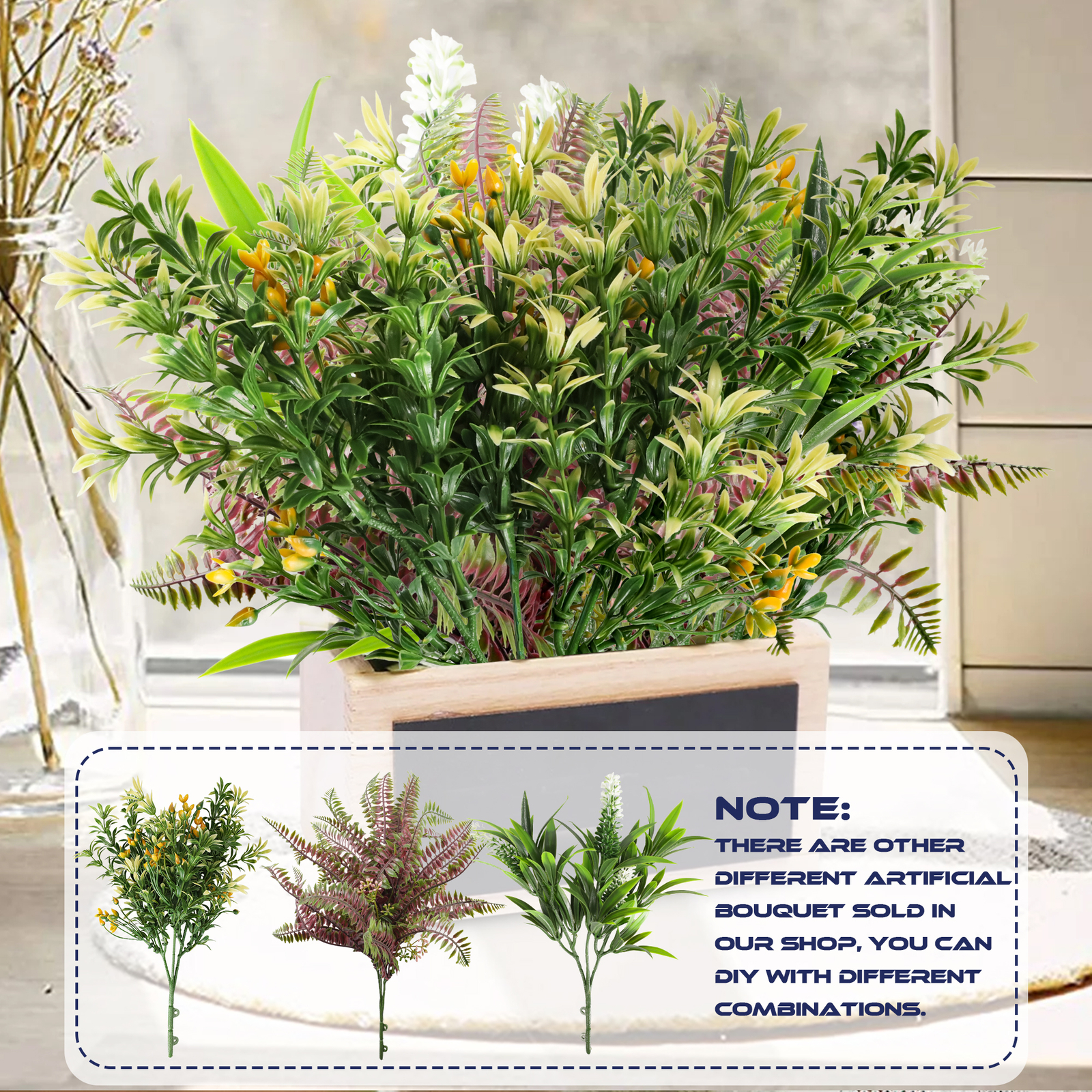Artificial Flowers Bushes Faux Greenery for Outdoor Wedding Home Party Decor