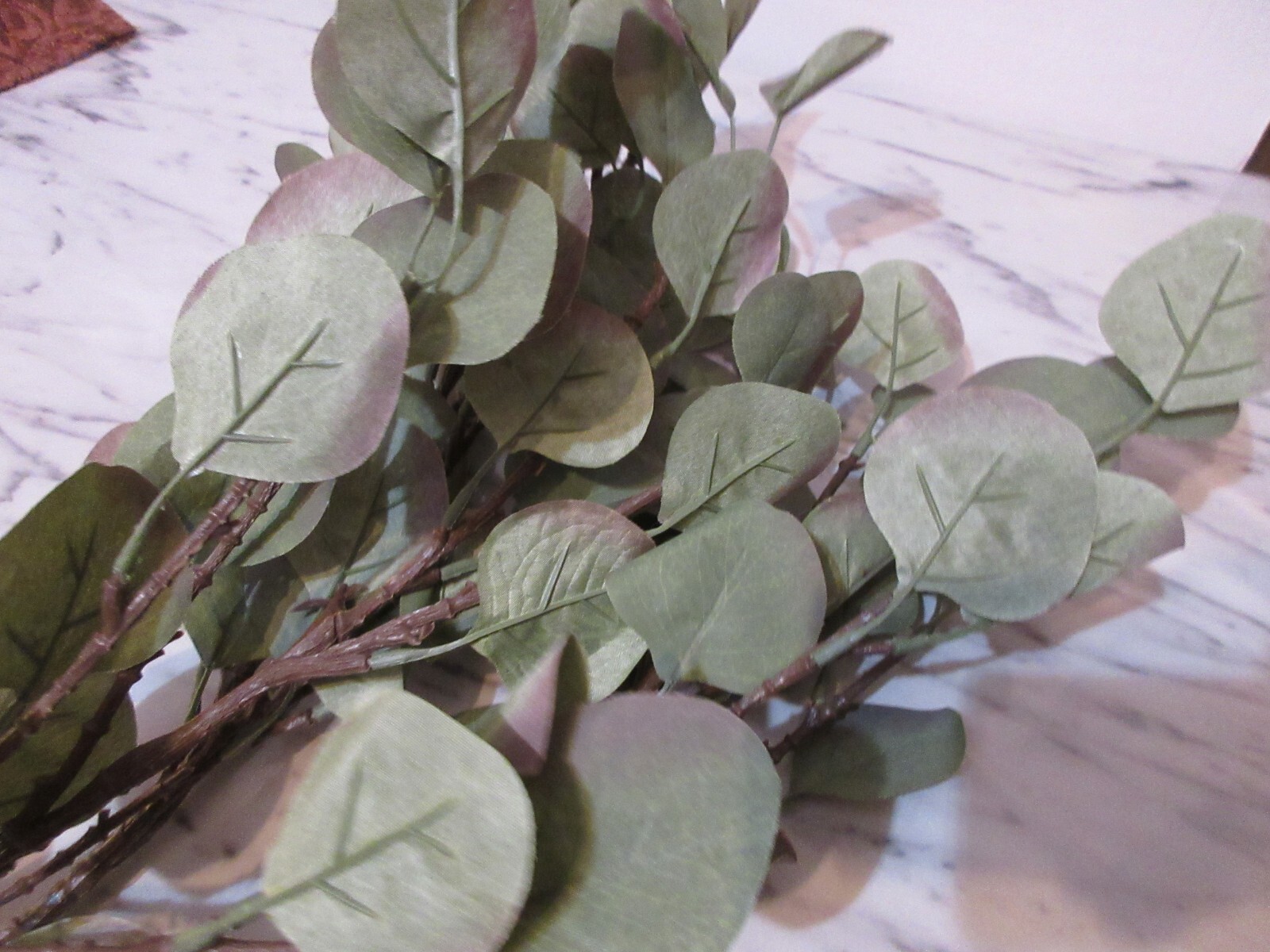 Artificial Leaves on Branch Stem 27″ Long Autumn Green Floral Decor 3 Branches