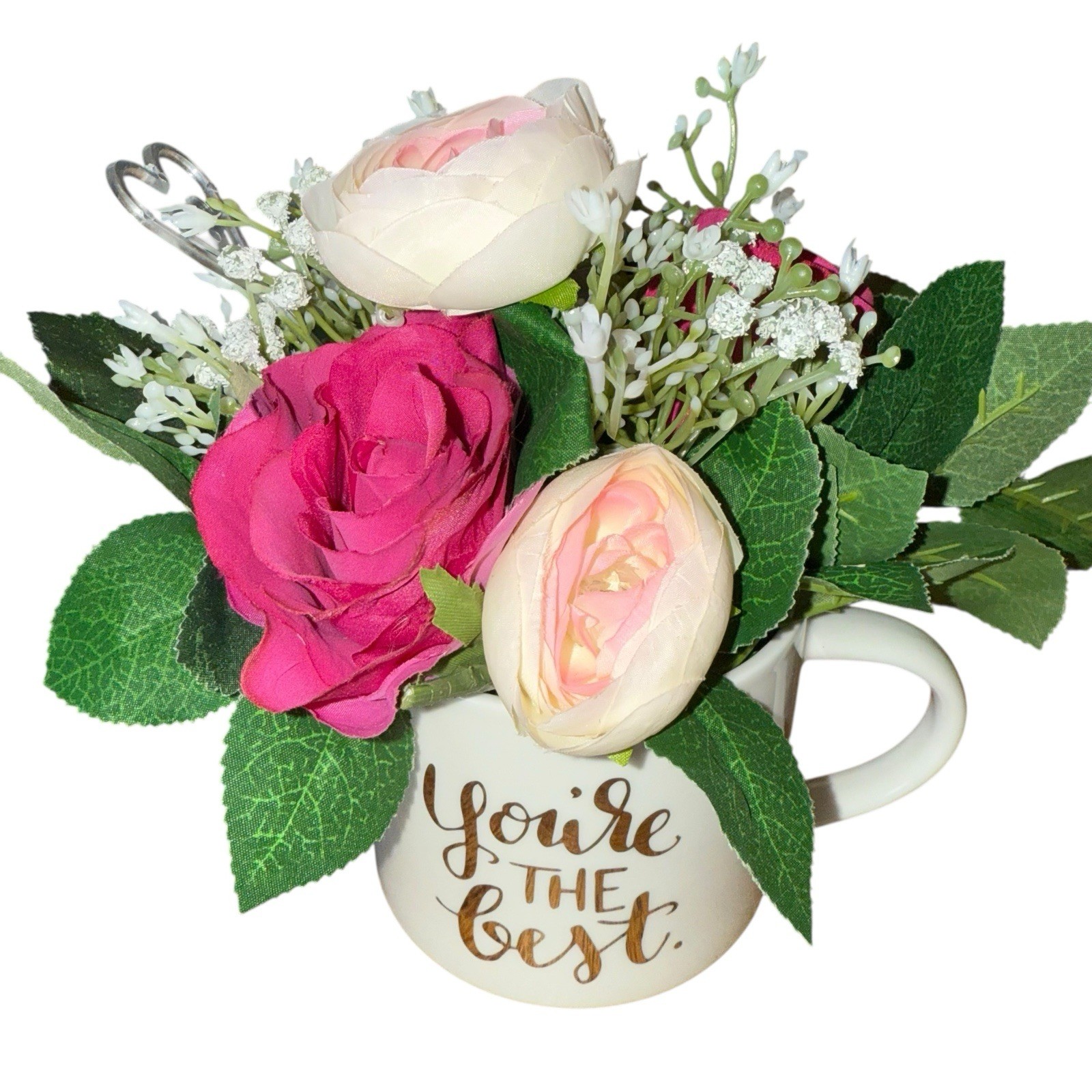 Floral Arrangement Coffee Mug Cup Decoration Table Counter Top Gift New