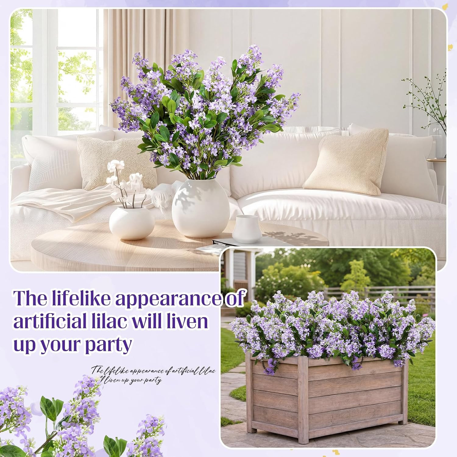 30 Pcs 30″ Artificial Lilac Flowers Fake Delphinium Antirrhinum Stem Silk Artifi