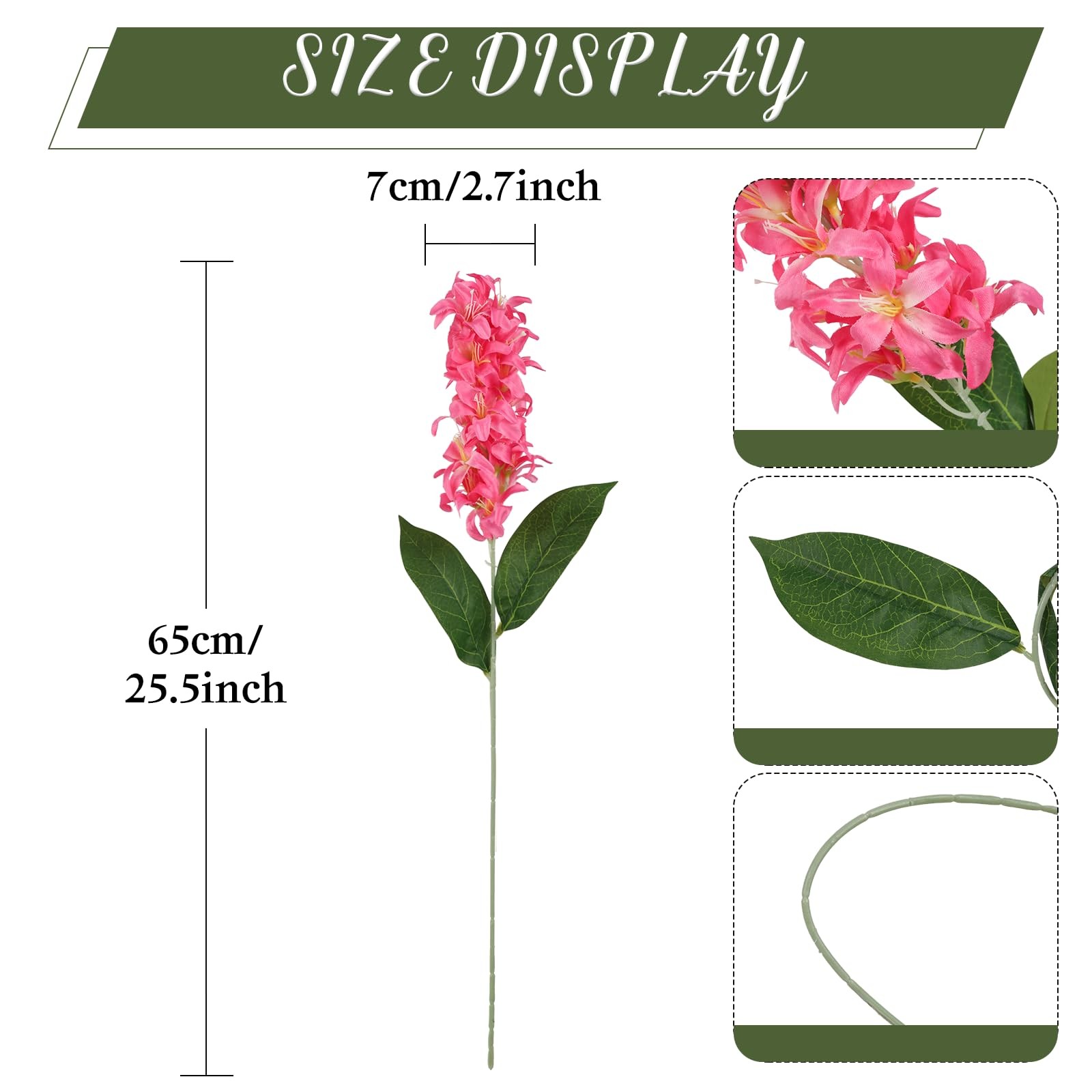 8pcs Hyacinth Artificial Flowers 25.5 in Long Stem Delphinium Flowers Silk Sn…