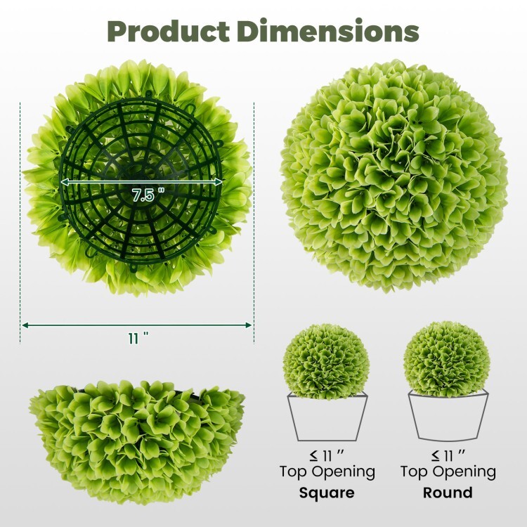 2PCS Artificial Plant Topiary Ball Boxwood Outdoor Wedding Decor With Hair Dryer