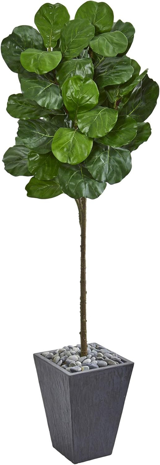 6-Ft. Fiddle Leaf Artificial Tree in Slate Finished Planter – Green