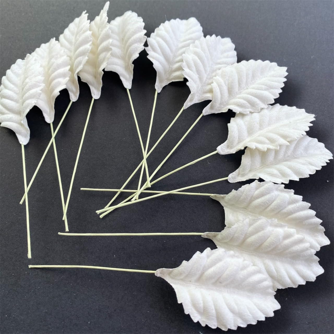 Tiny Leave Flower Mulberry Paper Die Cut Style White Color, 50 Pcs. Size 1″-1…