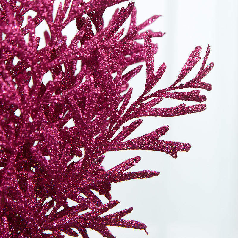 Factory Direct Craft Fuchsia Glitter Leaves Sprays | Set of 6