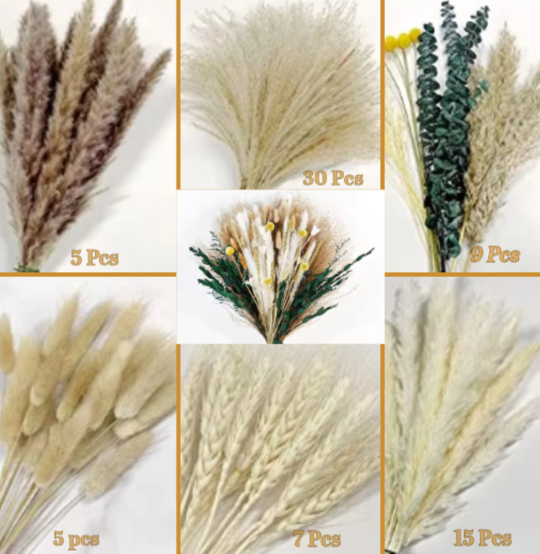 75 Pcs Luxuriant & Lush Dried Pampas Grass Décor 17” Flower Arrangement #18