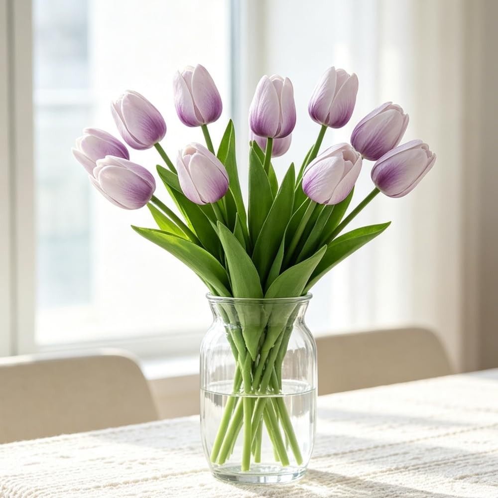 Artificial Tulips 10 Pcs Real Touch Fake Flowers for Home Party Decor