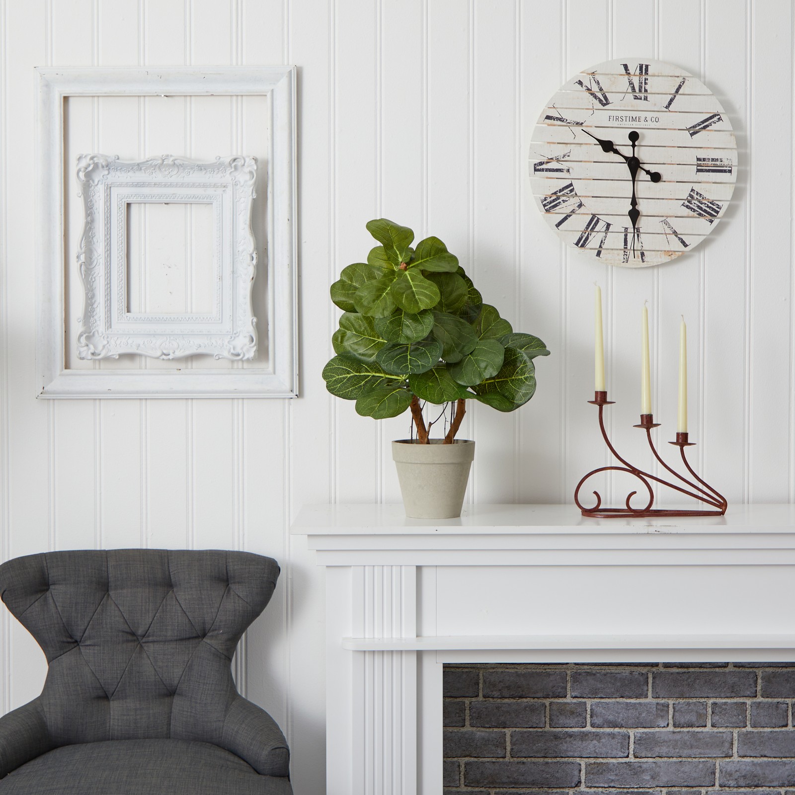 Nearly Natural 22″ Fiddle Leaf Artificial Plant in Green