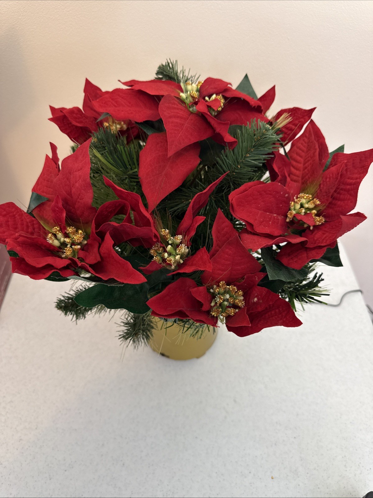 16” Fiber Optic Color Changing Poinsettia Flower Arrangement by Holiday Time