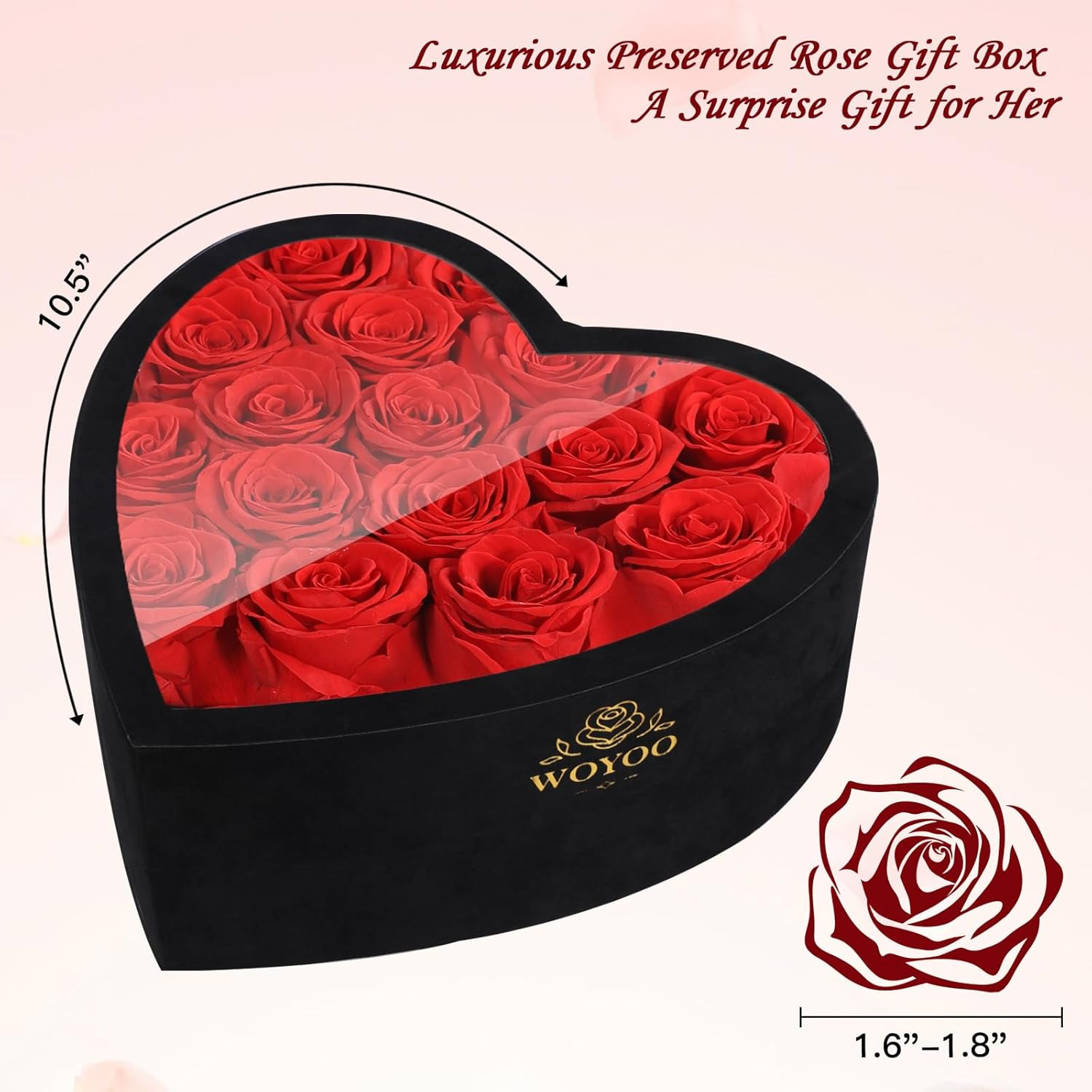 Luxury Forever Real Roses in Suede Box – 16-Piece Preserved Flowers Roses Gifts