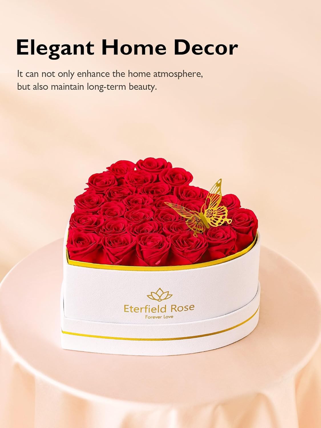 27-Piece Forever Flower Heart Shape Box – Preserved 27 Roses Red
