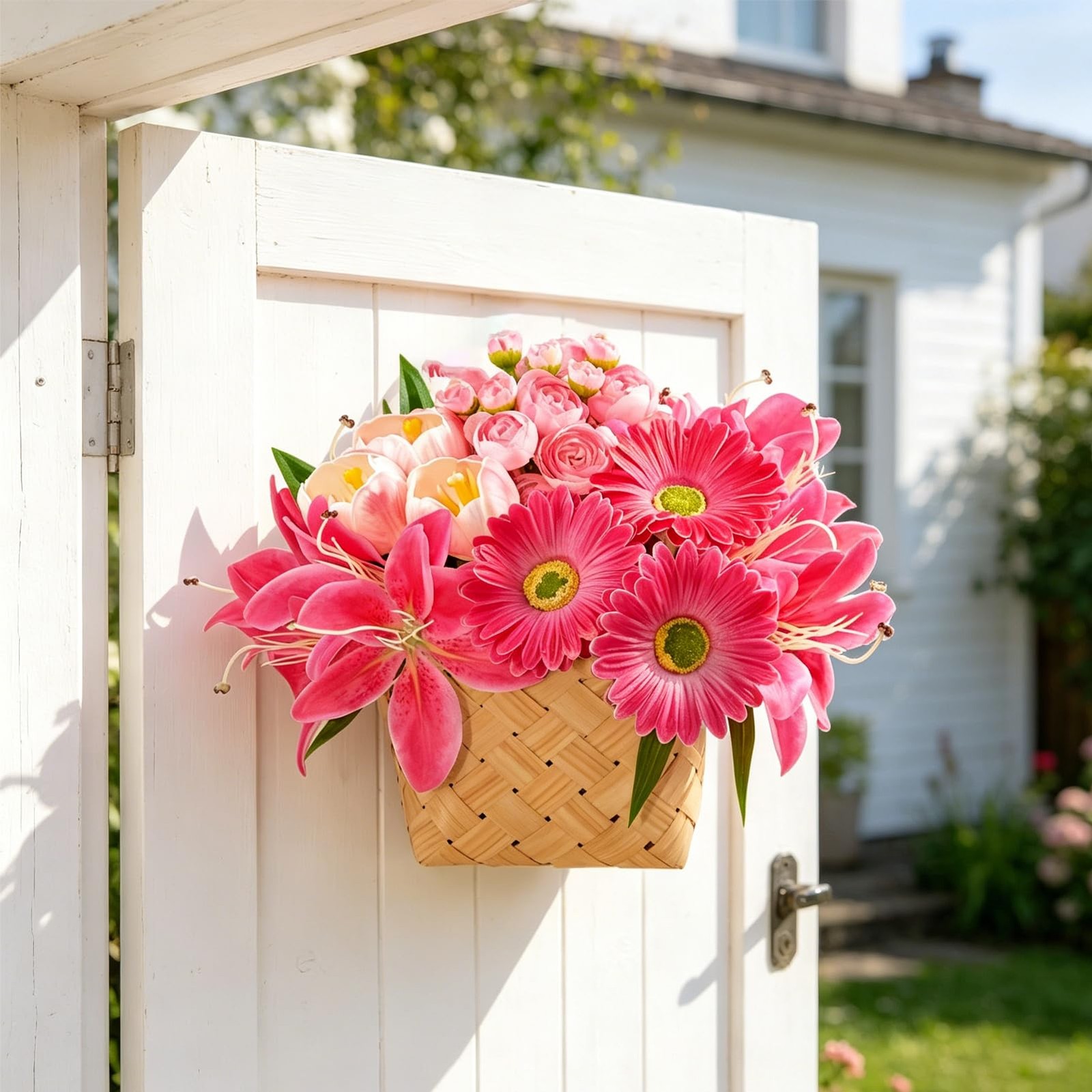 18 Pcs Realistic Artificial Hanging Flowers for Outdoors, Silk Fake Flowers w…