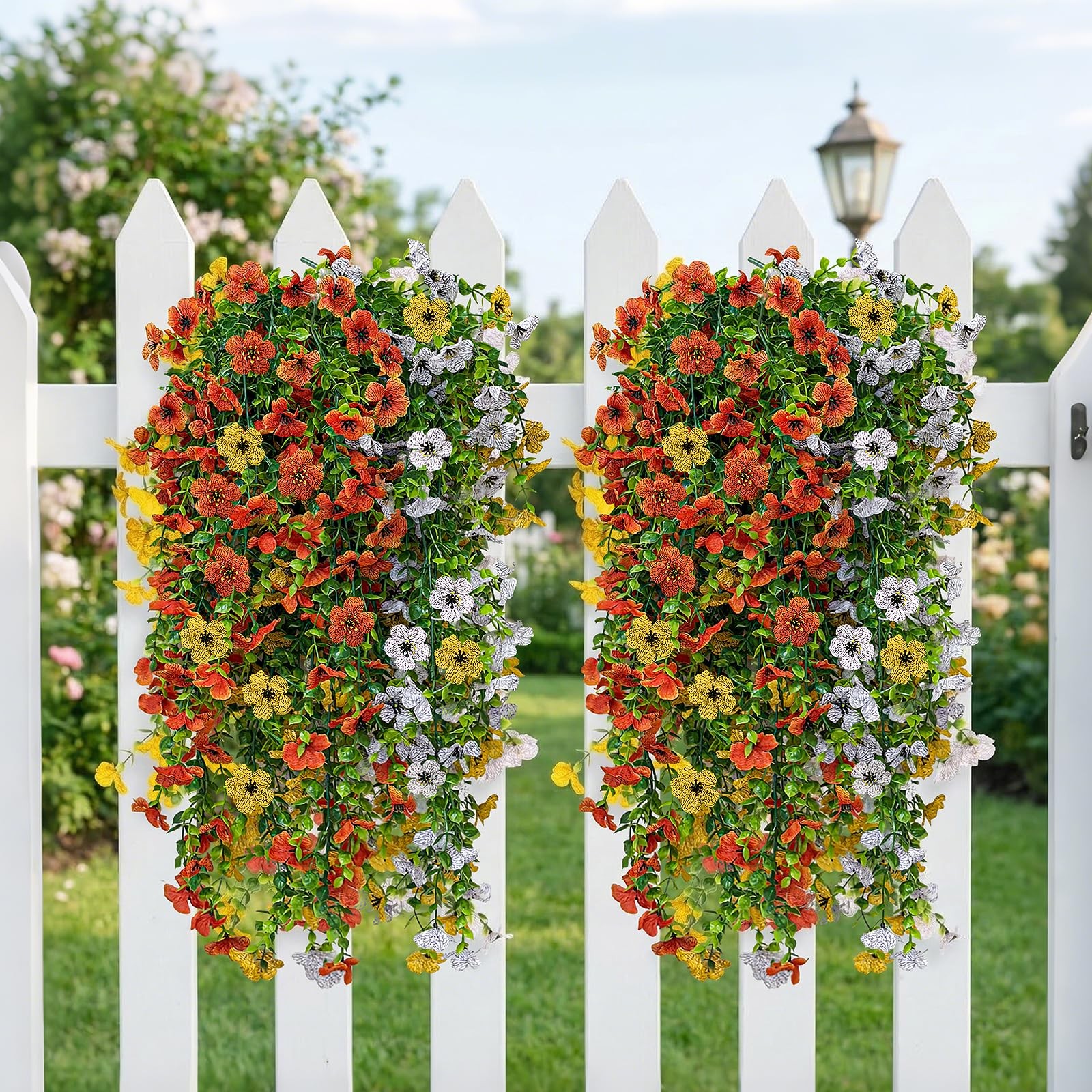 6Pcs Mix Color Artificial Flowers for Outdoors Hanging Flowers Plants for Spr…