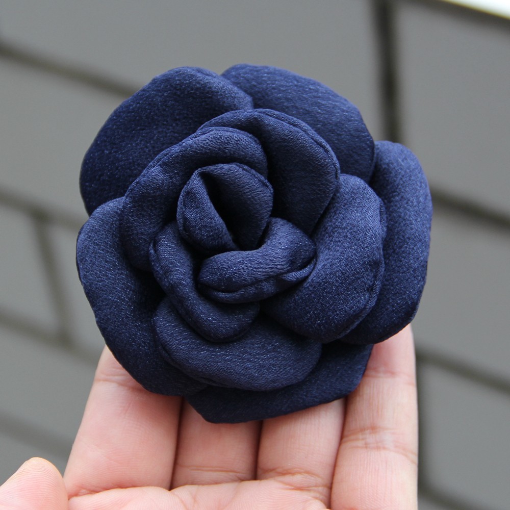 8cm Colorful Handmade Fabric Camellia Flowers Burned Edge Camellia For Crafts