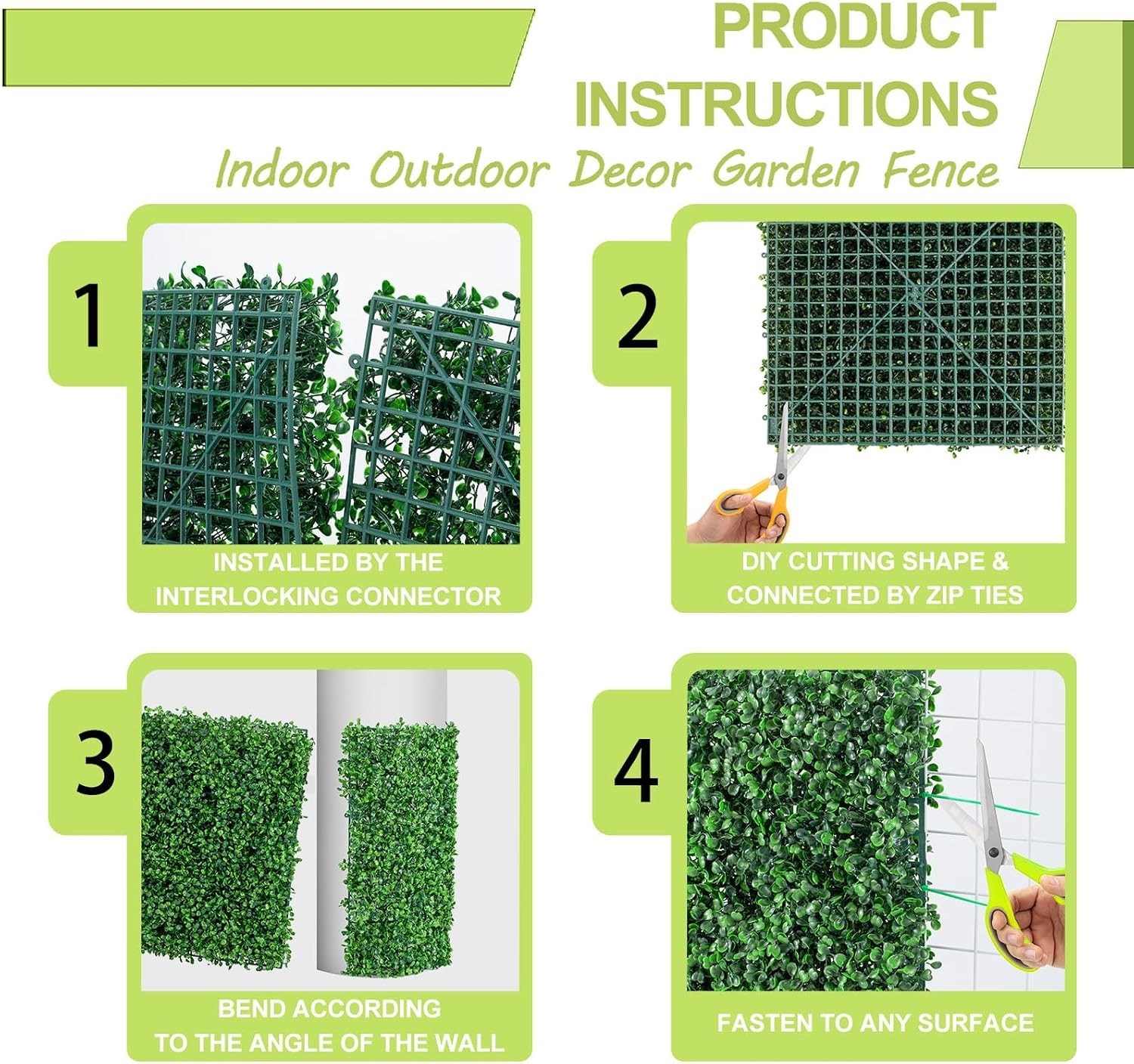 AOKIE 12 Pcs 10x10in Boxwood Artificial Grass Wall