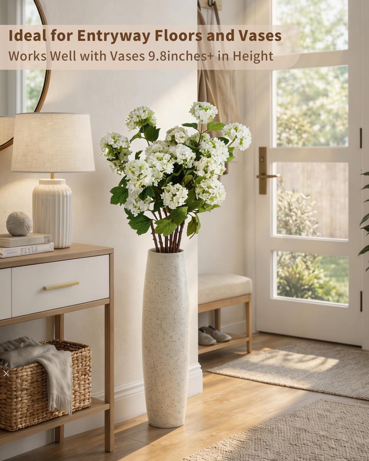 6 Pcs Hydrangea Artificial Flowers – 32″ & 26″ Faux Long Stem with 24 Realist…