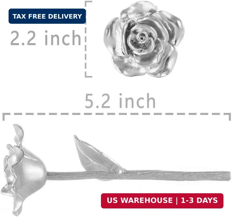 Tin Rose 10th Anniversary Gift for Wife, Solid Cast Aluminum Everlasting Rose