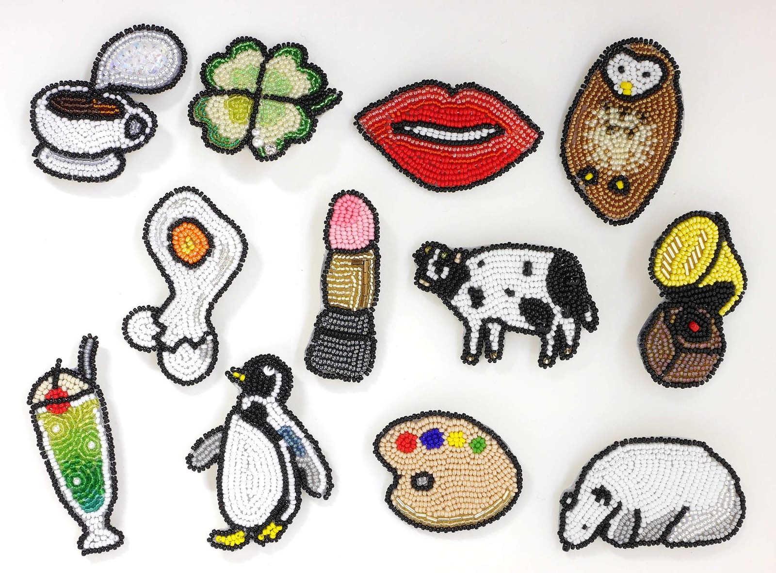 MIYUKI Bead Embroidery Brooch Kit Skipping Penguin BFK-586