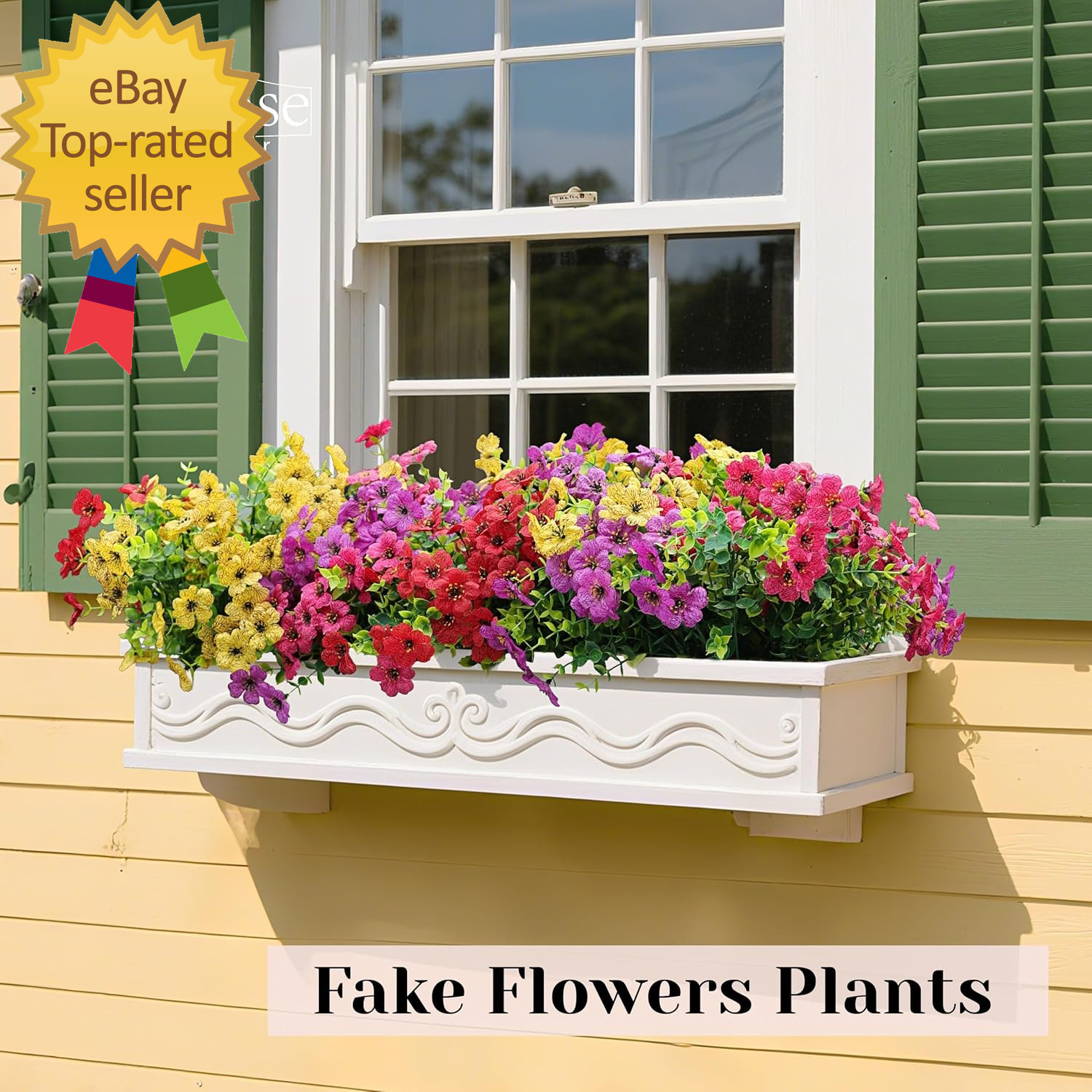 12 Bundles Artificial Flowers for Outdoors Fake Flowers Plants Spring Summer