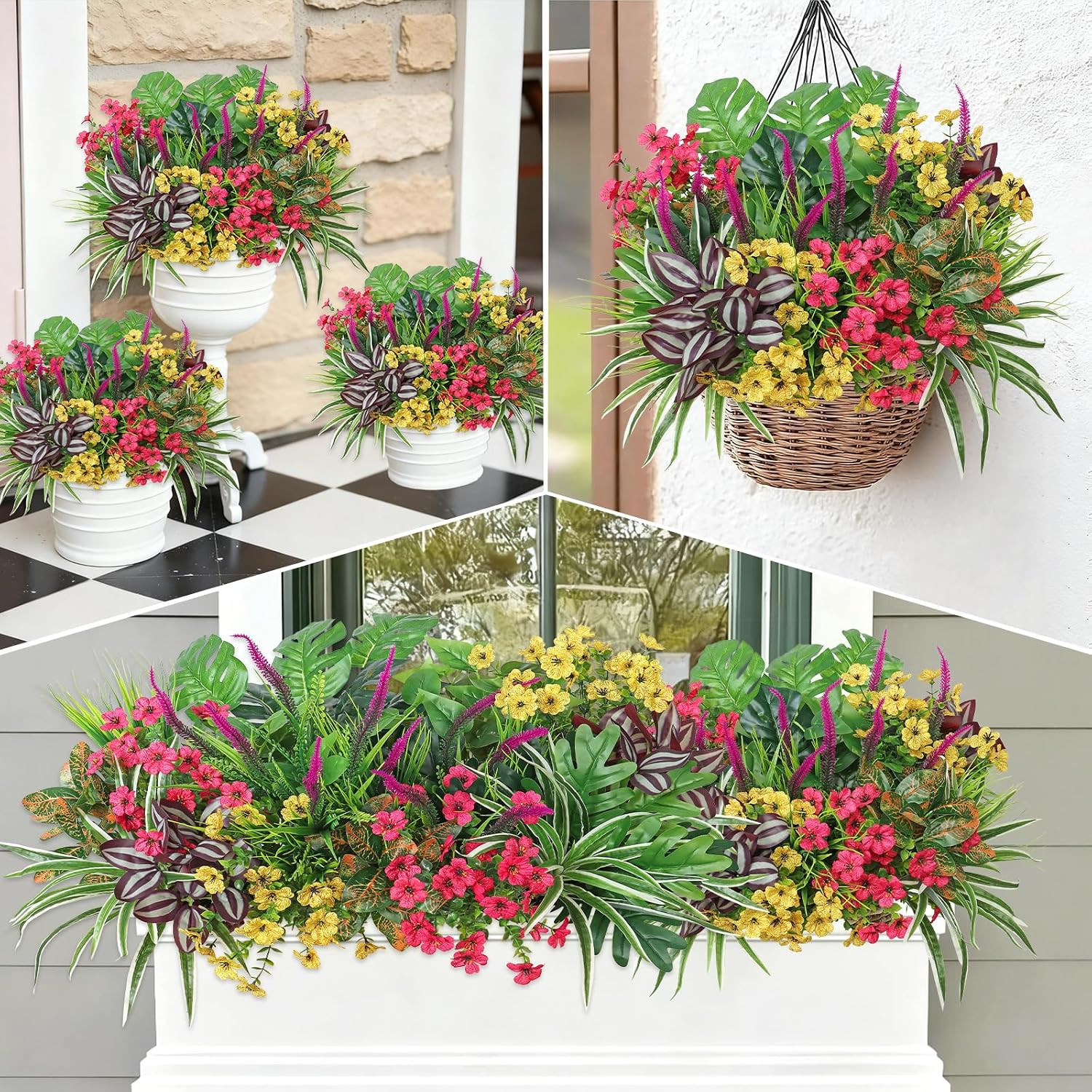 20 Bundles UV Resistant Fake Flowers for Home Garden Decor