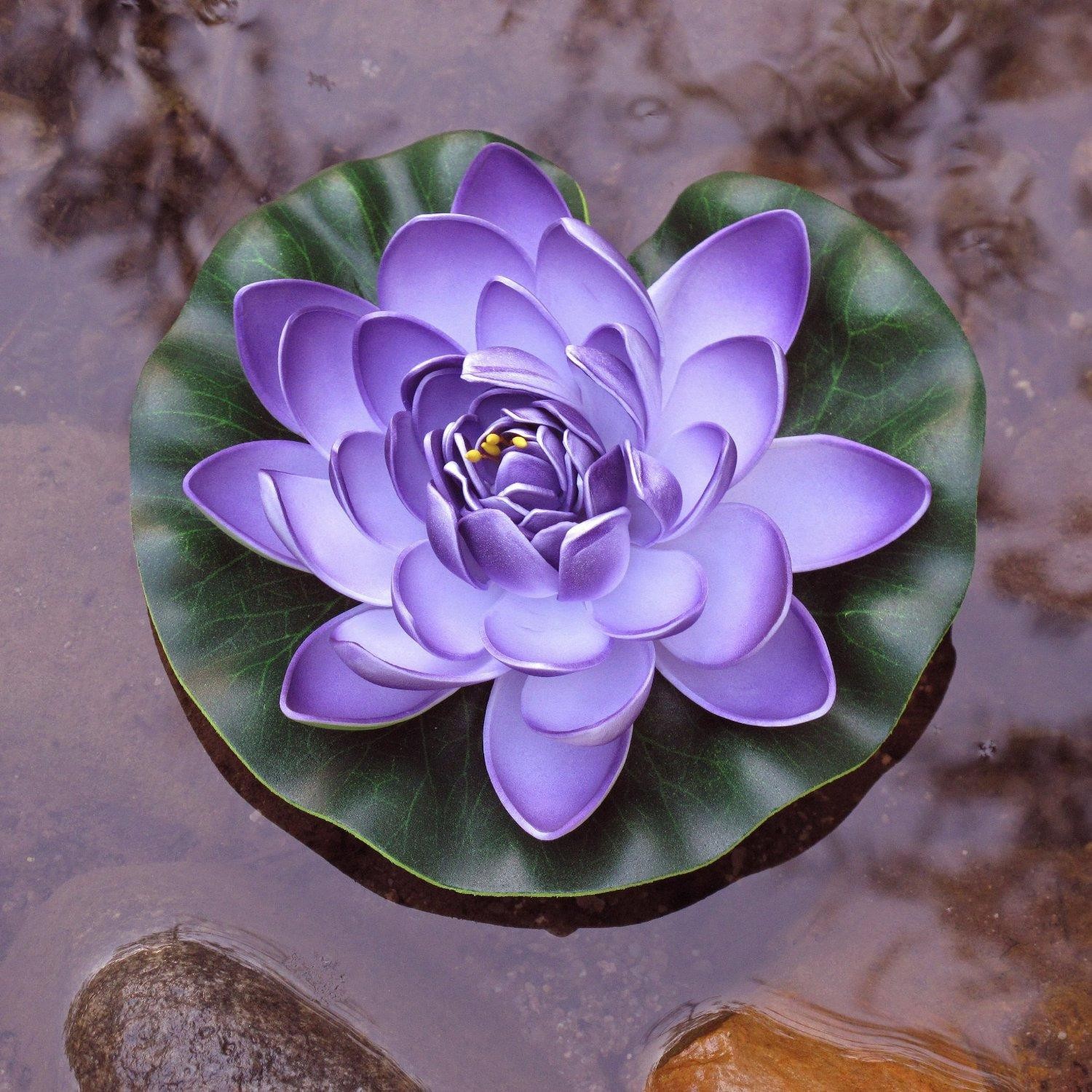 New Floating Pond Decor Water Lily / Lotus Foam Flower, Large, Set of 4