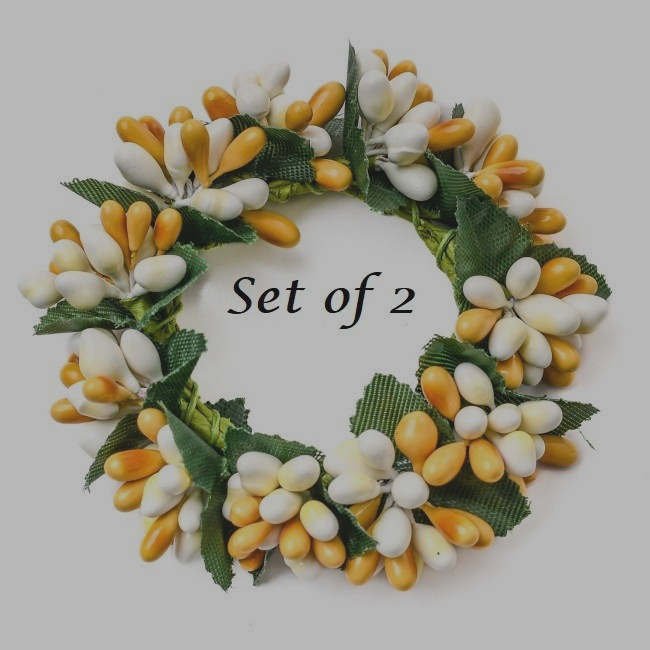 NEW PRIMITIVE PIP RINGS 1.5″ OPENING 2 PCS CREAM YELLOW FARMHOUSE DECOR