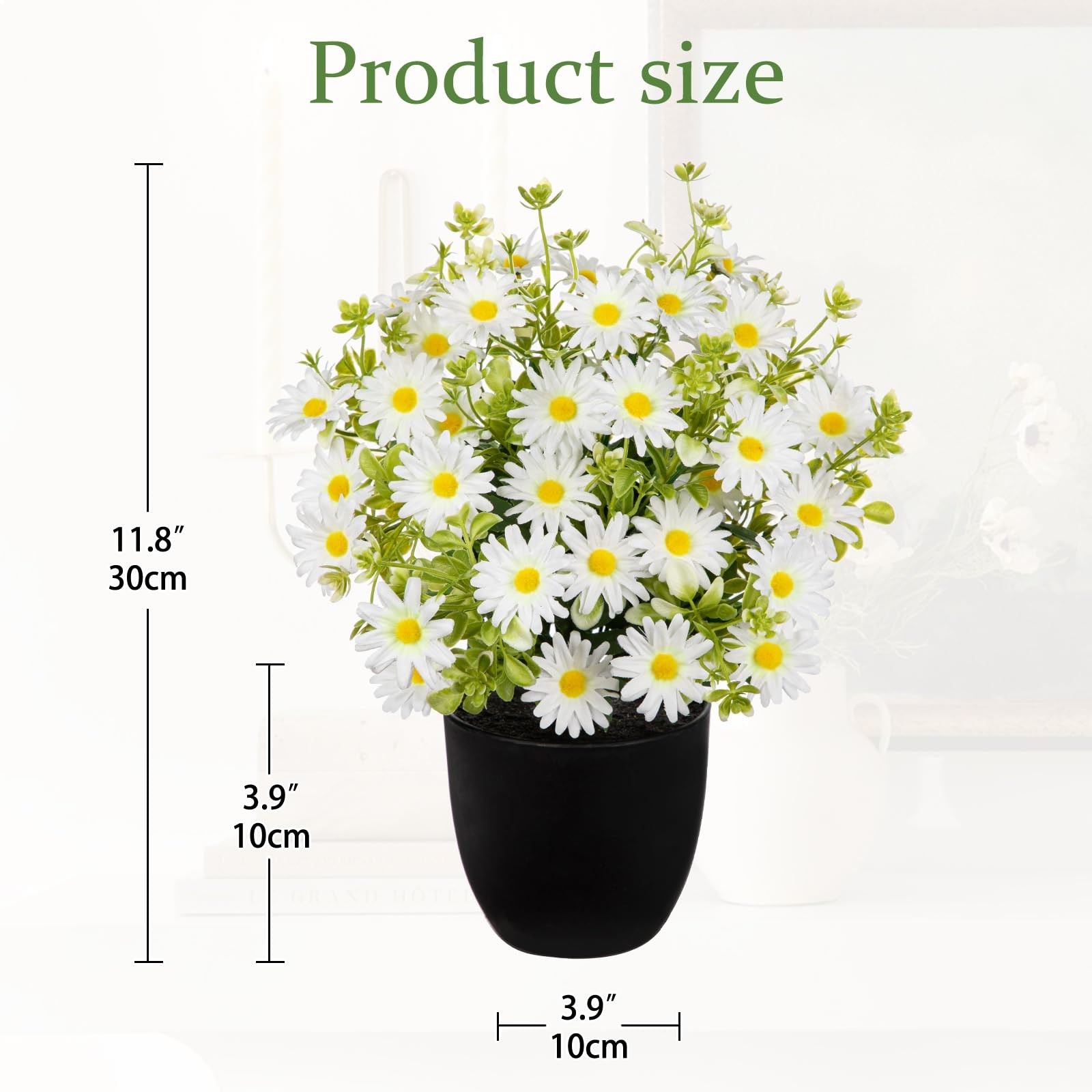 12 Inch Artificial Daisy Flowers in Pot Silk Arrangement Table Decor White
