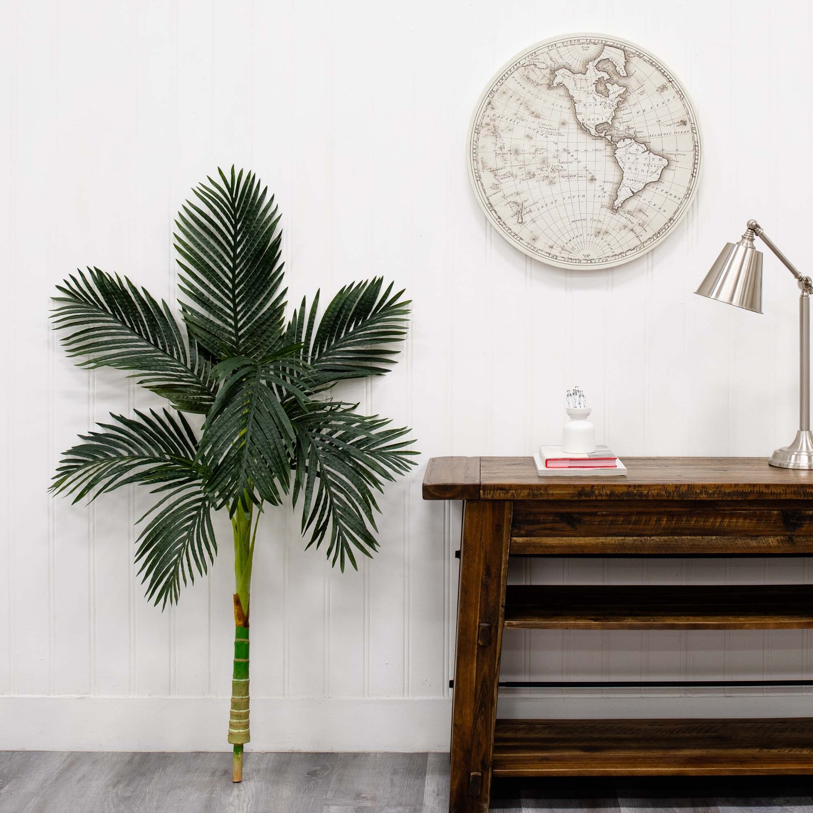Nearly Natural 5ft Artificial Golden Cane Palm Tree (No Pot) in Green