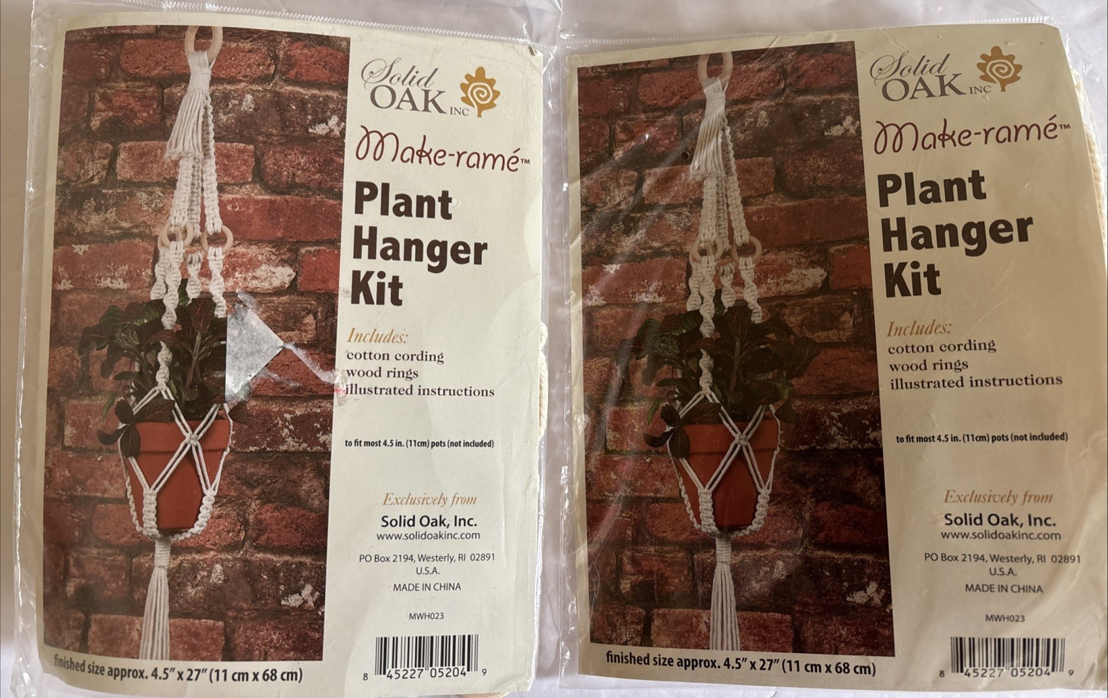 MACRAME Solid Oak Inc PLANT HANGER KIT – Set of 2 – 4 1/2″ x 27″ Mid Century