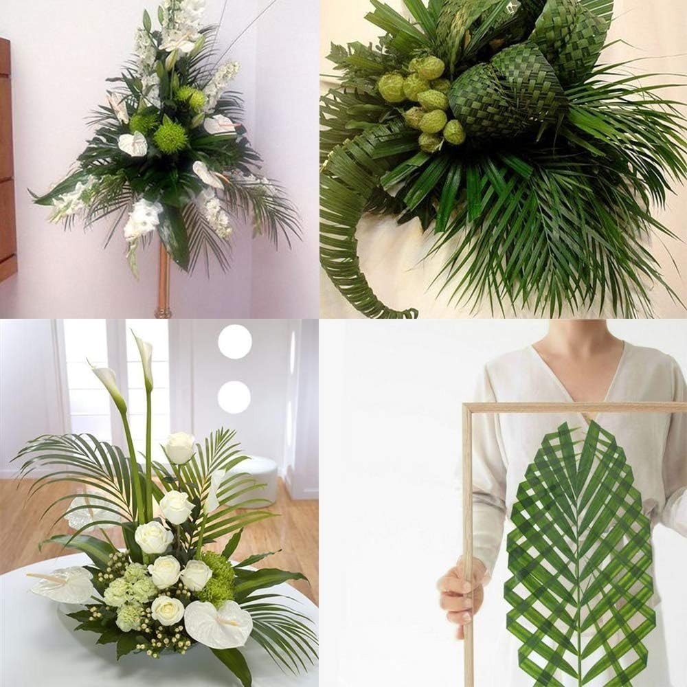 Artificial Areca Palm Leaves, 8 Pcs Faux Tropical Tree Leaves Green