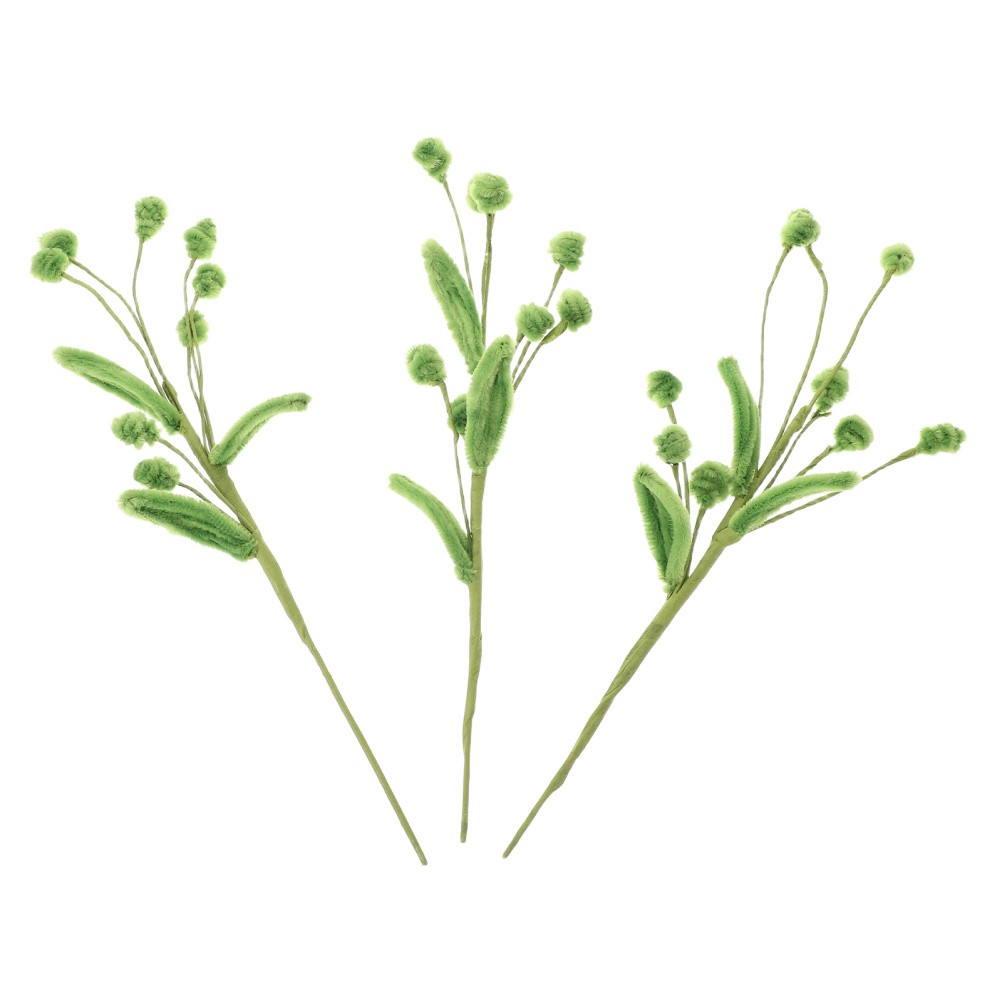 3 Pcs Chenille Pipe Cleaners Decor Stems for Weddings Green Craft