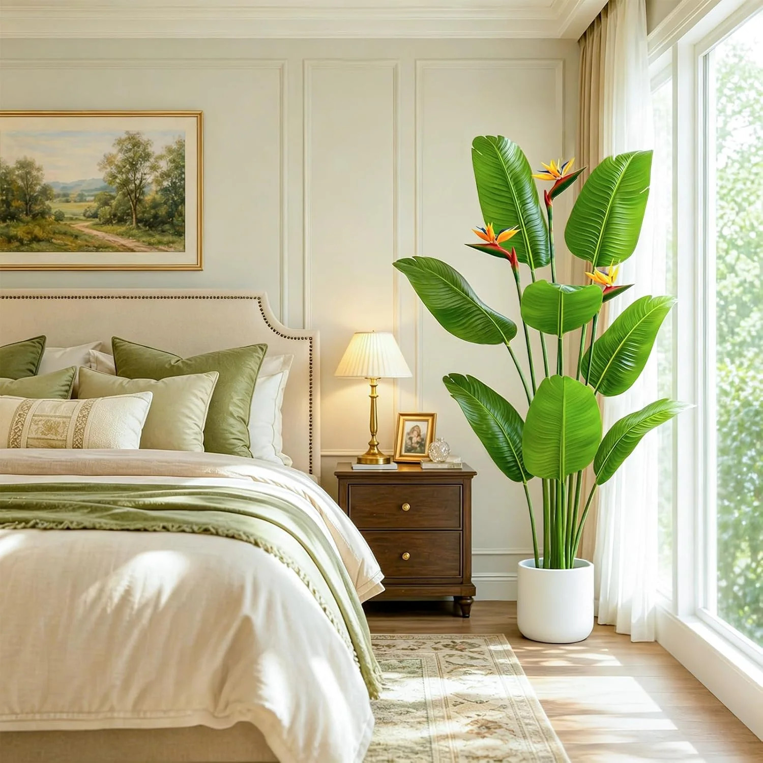 5FT Artificial Bird of Paradise Plant with Flowers, Tall Tropical Fake Plant Ind