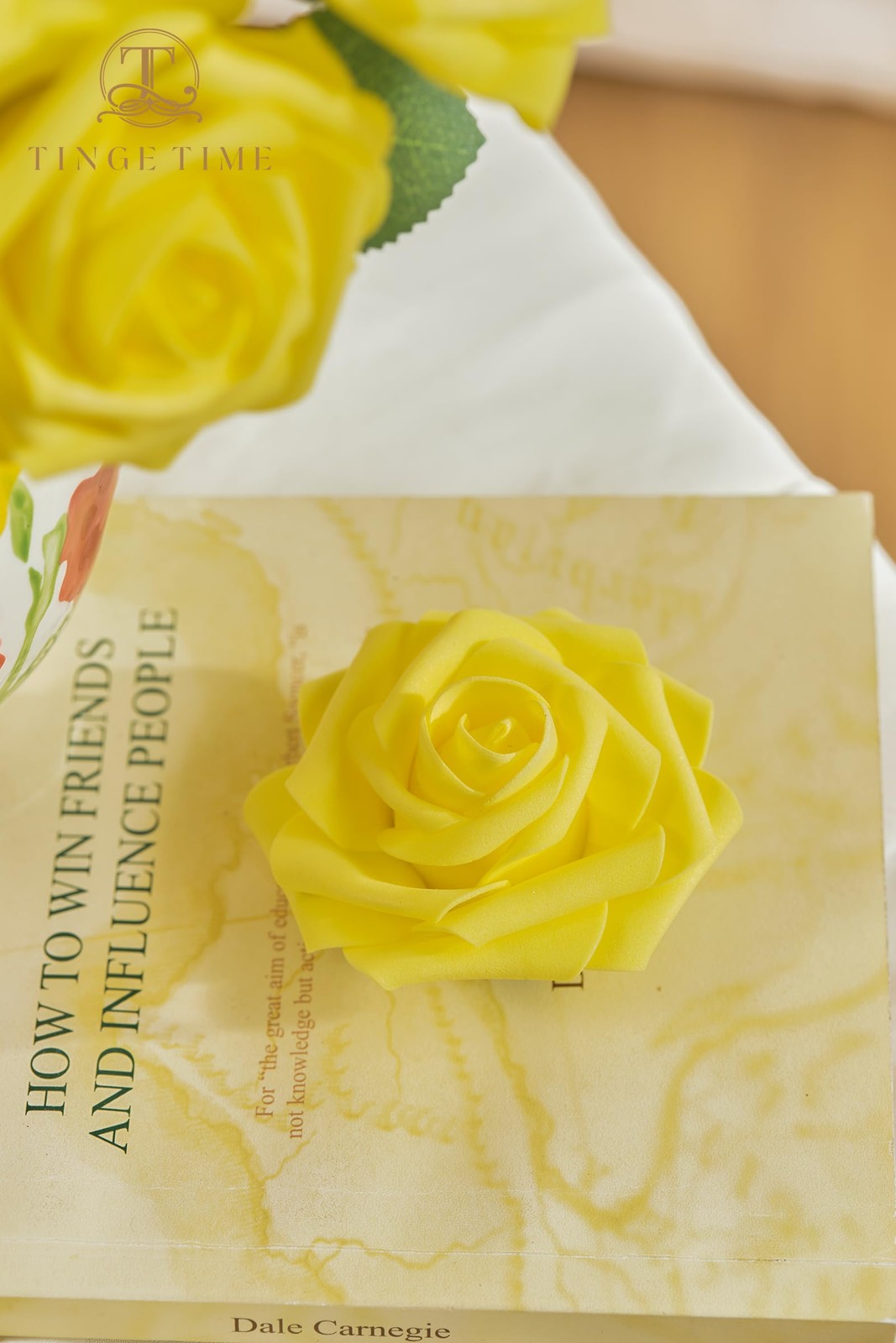 25 PCS Yellow Artificial Foam Rose Flowers Realistic DIY Wedding Bouquet
