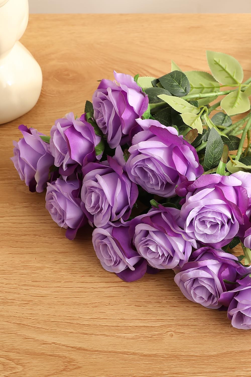 Luyue 10PCS Artificial Roses Flower with Stems Slik Fake Flowers Bouquet Realist