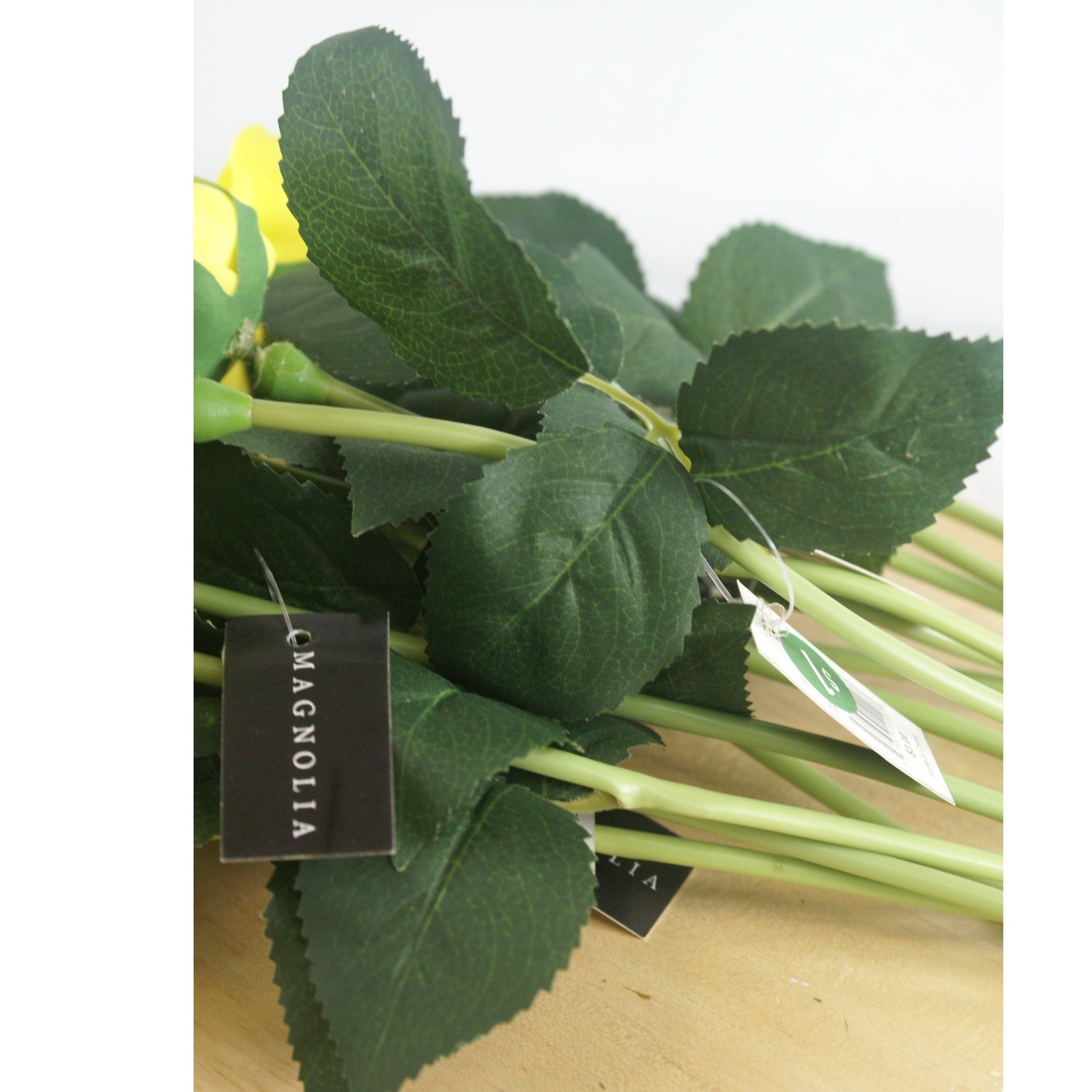 Magnolia Home Yellow Cabbage Rose Stems Faux Floral Decor 12 Inch Set of 12