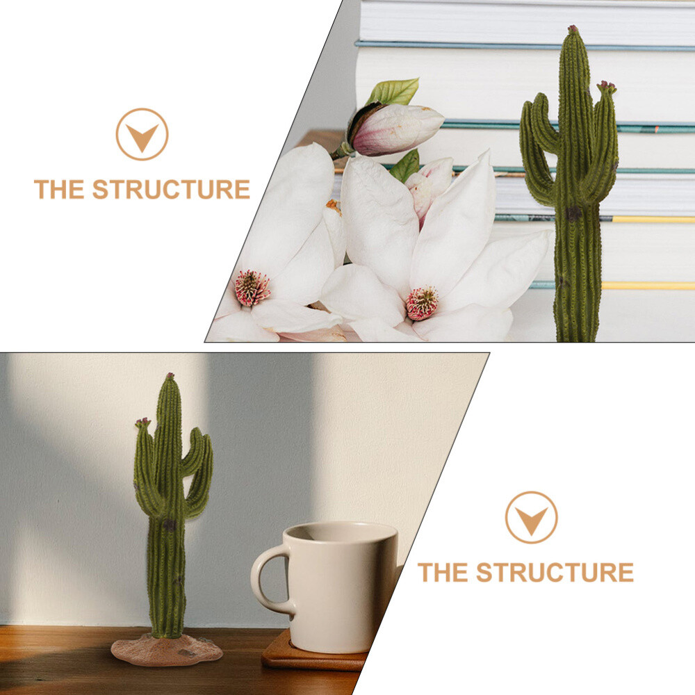 2PCS Simulated Cactus Adornments Lifelike Cactus Figurine Cactus Modeling Statue