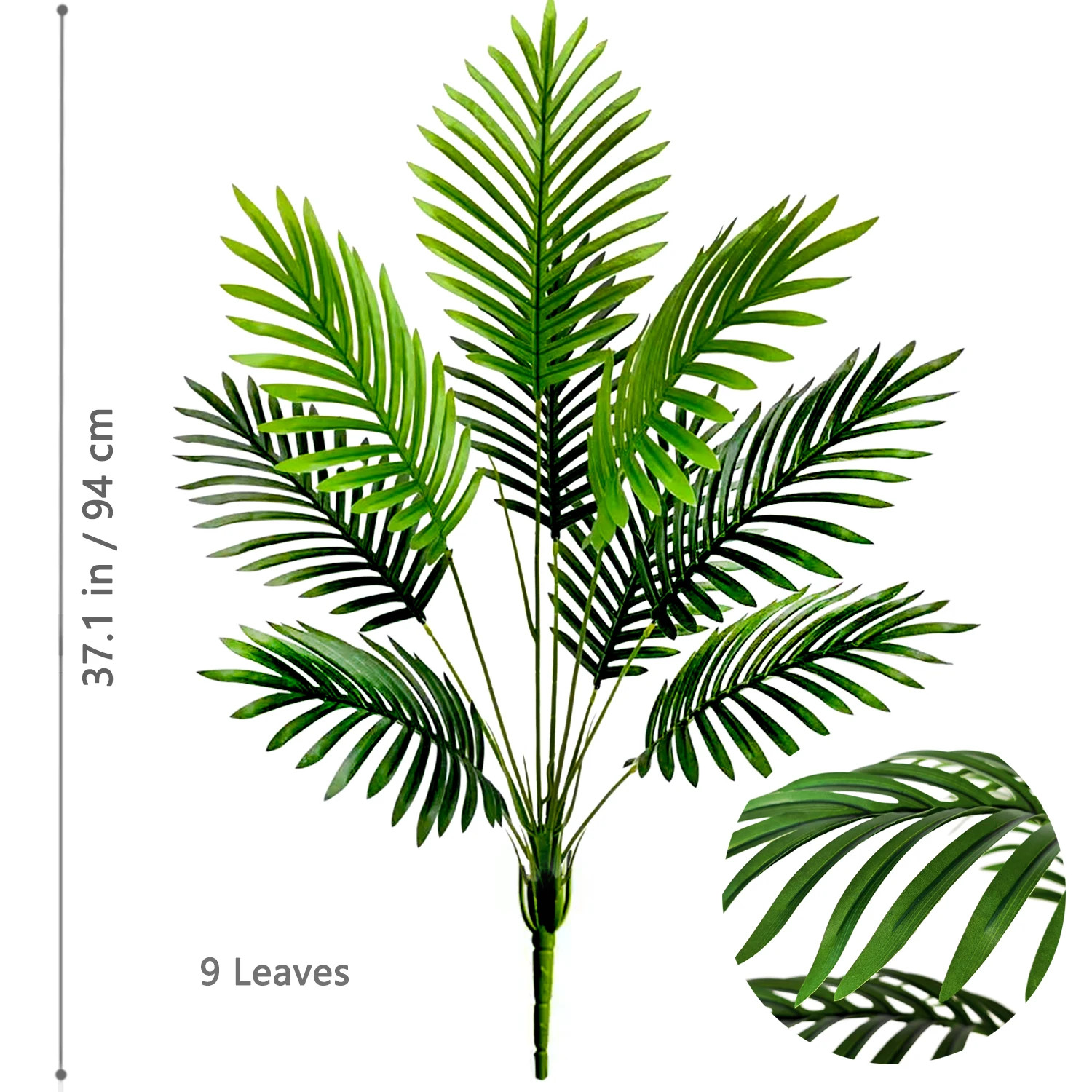 45-125CM Artificial Palm Tree Tropical Fake Plant Green Faux Palm Leaf Branch