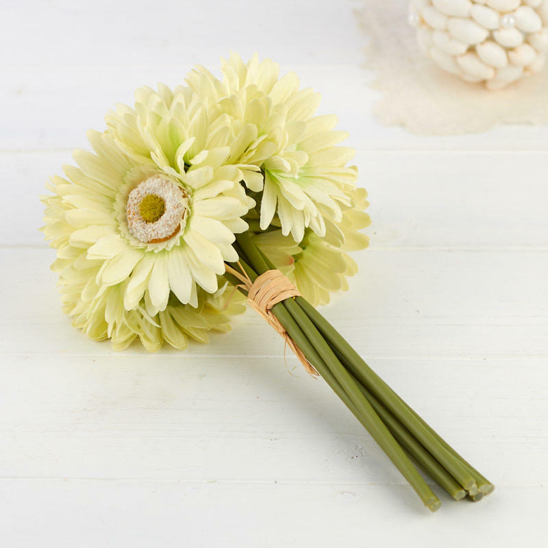 Factory Direct Craft Artificial Light Green Gerbera Daisy Bouquet